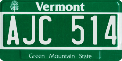 VT license plate AJC514