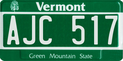 VT license plate AJC517