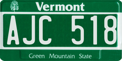 VT license plate AJC518