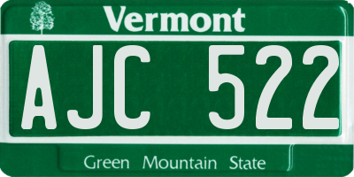 VT license plate AJC522