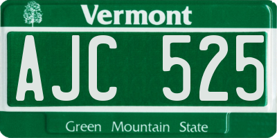 VT license plate AJC525
