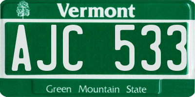 VT license plate AJC533