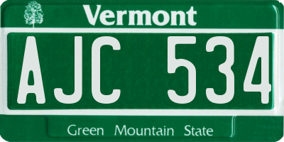 VT license plate AJC534