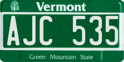 VT license plate AJC535
