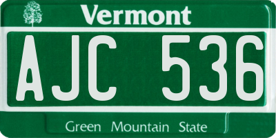 VT license plate AJC536