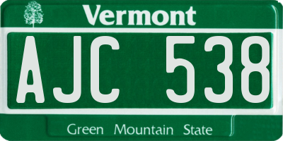 VT license plate AJC538