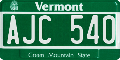VT license plate AJC540