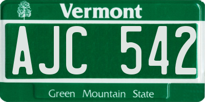 VT license plate AJC542