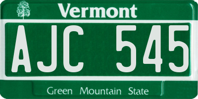 VT license plate AJC545