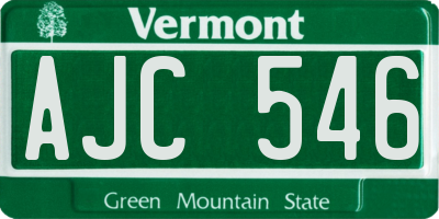 VT license plate AJC546