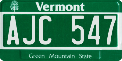 VT license plate AJC547