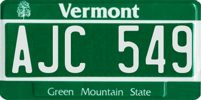 VT license plate AJC549