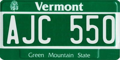 VT license plate AJC550