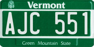 VT license plate AJC551