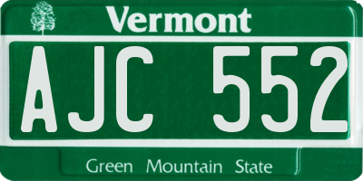 VT license plate AJC552