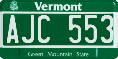 VT license plate AJC553