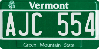 VT license plate AJC554