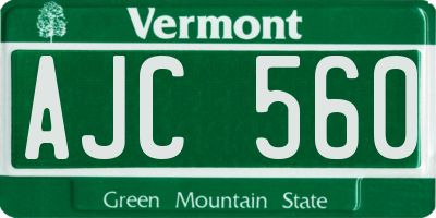 VT license plate AJC560