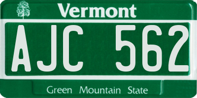 VT license plate AJC562