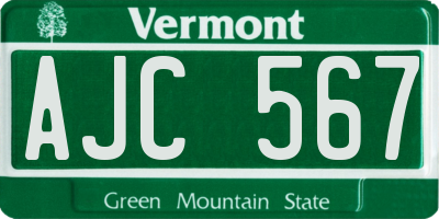 VT license plate AJC567