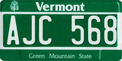 VT license plate AJC568