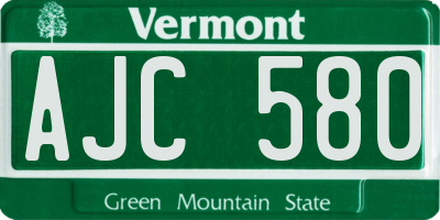 VT license plate AJC580