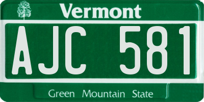 VT license plate AJC581