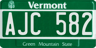 VT license plate AJC582