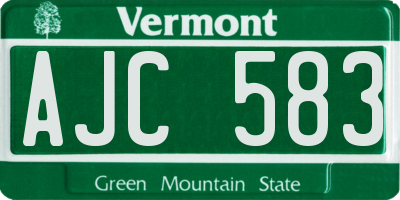 VT license plate AJC583