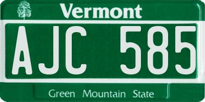 VT license plate AJC585