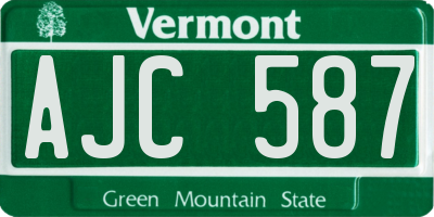 VT license plate AJC587