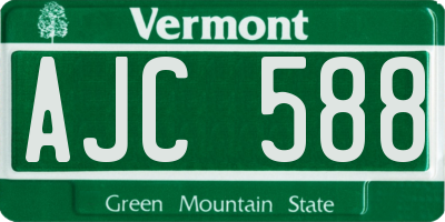 VT license plate AJC588