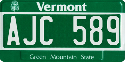 VT license plate AJC589