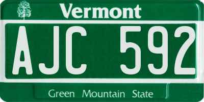 VT license plate AJC592