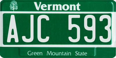 VT license plate AJC593