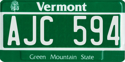 VT license plate AJC594