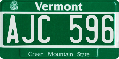 VT license plate AJC596