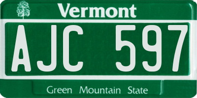 VT license plate AJC597
