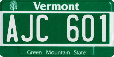 VT license plate AJC601