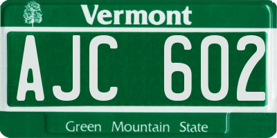 VT license plate AJC602