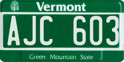 VT license plate AJC603
