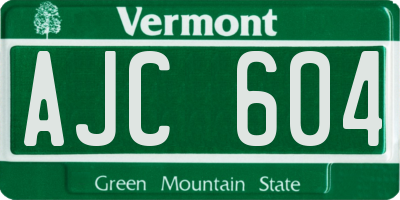 VT license plate AJC604