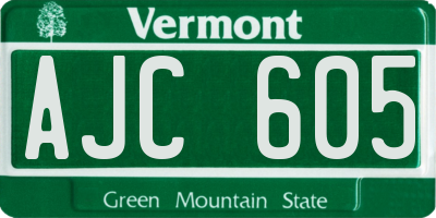 VT license plate AJC605