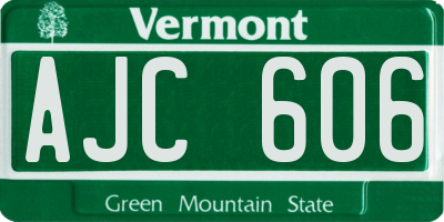 VT license plate AJC606