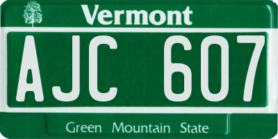 VT license plate AJC607
