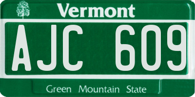 VT license plate AJC609