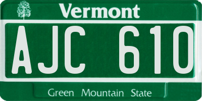 VT license plate AJC610