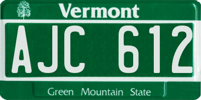 VT license plate AJC612