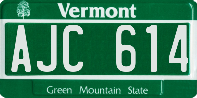 VT license plate AJC614