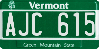VT license plate AJC615